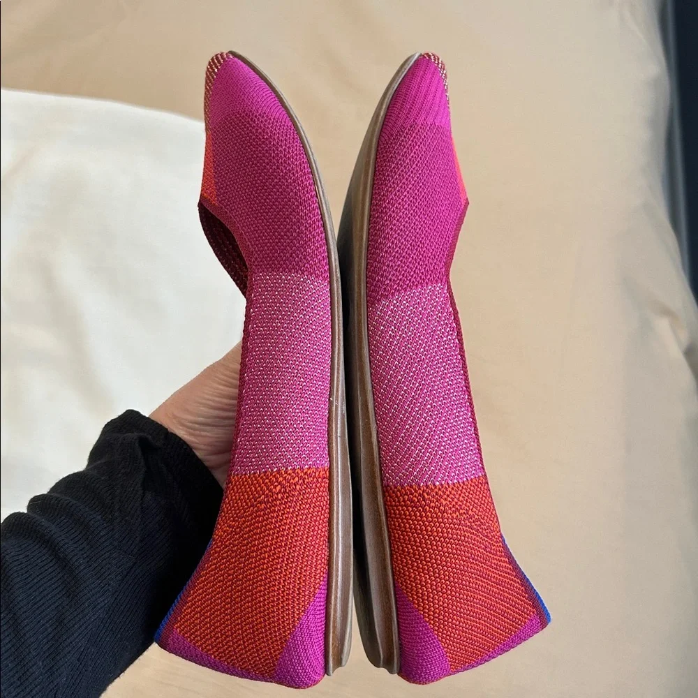 Rothy's The Point Magenta Colorblock Flats - 8.5